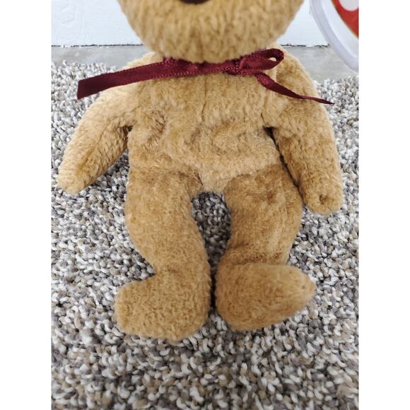 Vintage Ty Beanie Baby Curly the Bear Stuffed Animal Plush w/ Tag Protector - Picture 3 of 7